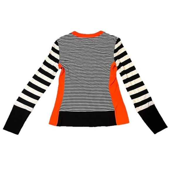 Joseph Ribkoff Sweater Women’s Size 6 Black White Orange Full Zip Cardigan - Picture 2 of 5